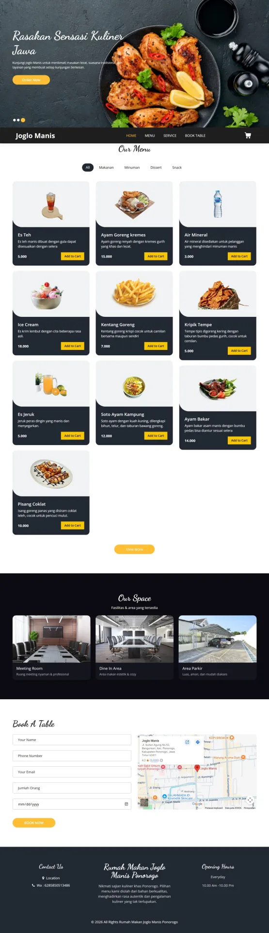 Preview Project Joglo Manis – Restaurant Ordering Website