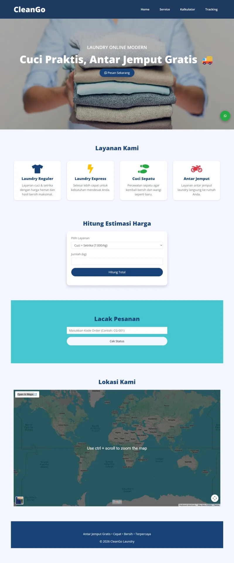 Preview Project CleanGo – Laundry Service Website
