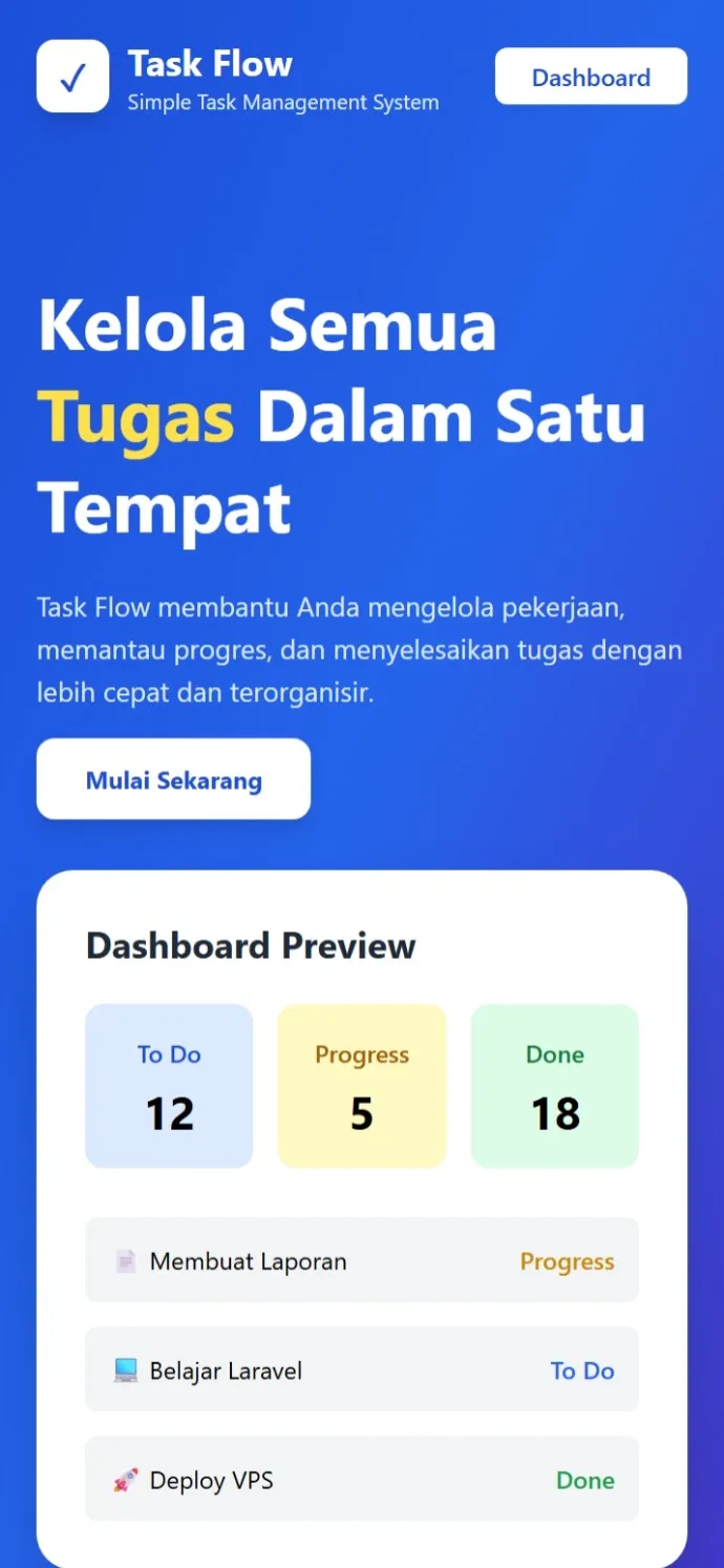 Preview Project TaskFlow – Task Management System